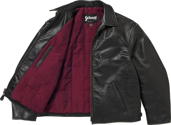 Supreme®/Schott® Distressed Leather Jacket - Black (detail)