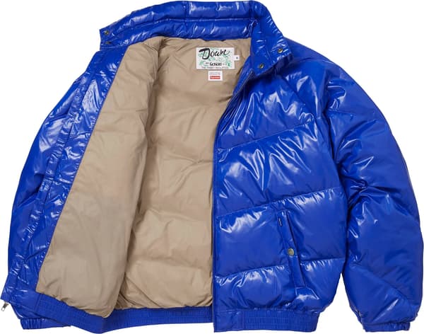 Supreme®/Schott® Glossy Lightweight Down Puffer Jacket - Royal (detail)