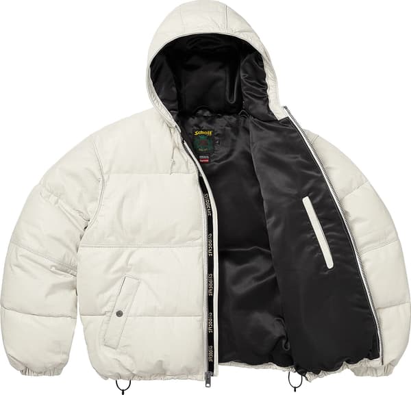 Supreme®/Schott® Leather Down Hooded Puffer Jacket - Croc (detail)