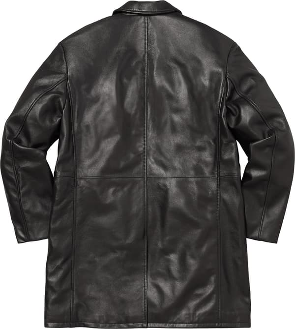 Supreme®/Schott® Leather Overcoat - Black (detail)