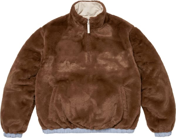 Supreme®/Umbro® Reversible Faux Fur Pullover - Light Blue (detail)