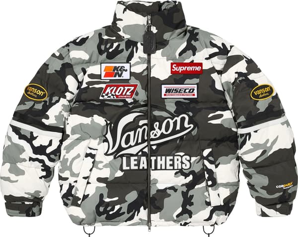 Supreme®/Vanson Leathers® Cordura® Down Jacket - Snow Camo (detail)