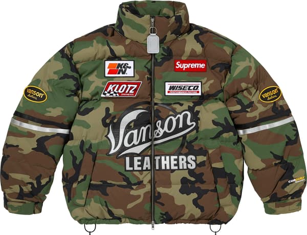 Supreme®/Vanson Leathers® Cordura® Down Jacket - Woodland Camo (detail)