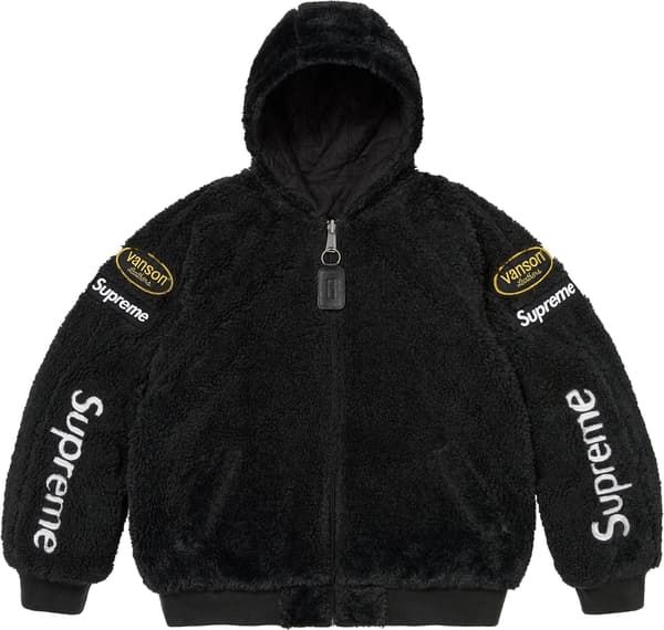 Supreme®/Vanson Leathers® Reversible Quilted Hooded Jacket - Black (front)