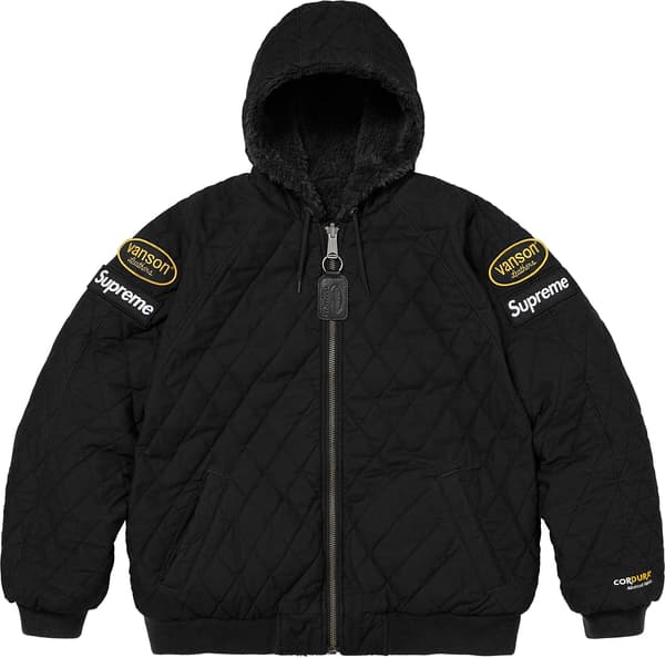 Supreme®/Vanson Leathers® Reversible Quilted Hooded Jacket - Black (detail)