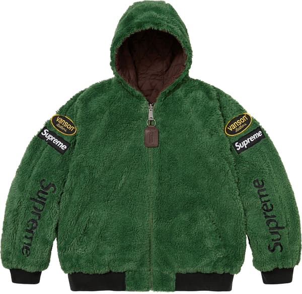 Supreme®/Vanson Leathers® Reversible Quilted Hooded Jacket - Brown (front)
