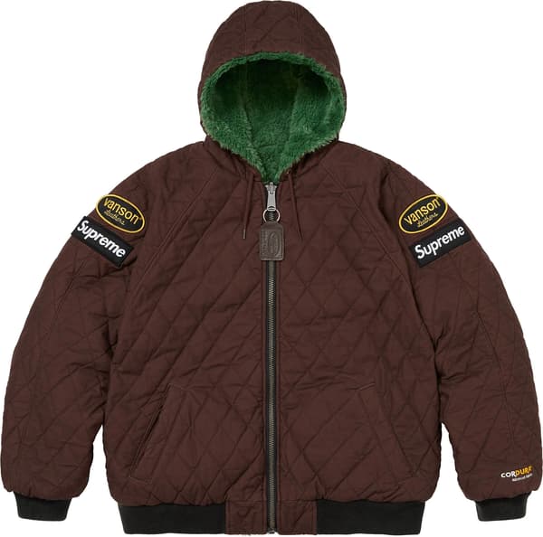 Supreme®/Vanson Leathers® Reversible Quilted Hooded Jacket - Brown (detail)