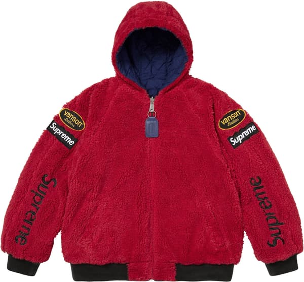 Supreme®/Vanson Leathers® Reversible Quilted Hooded Jacket - Navy (front)