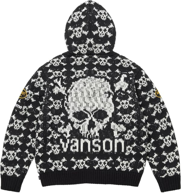 Supreme®/Vanson Leathers® Skull Zip Up Hooded Sweater - Black (detail)