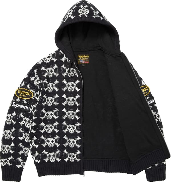 Supreme®/Vanson Leathers® Skull Zip Up Hooded Sweater - Black (detail)