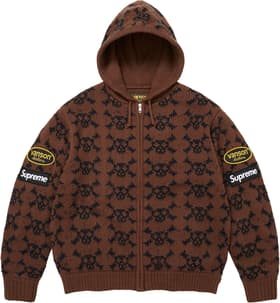 Supreme®/Vanson Leathers® Skull Zip Up Hooded Sweater Brown