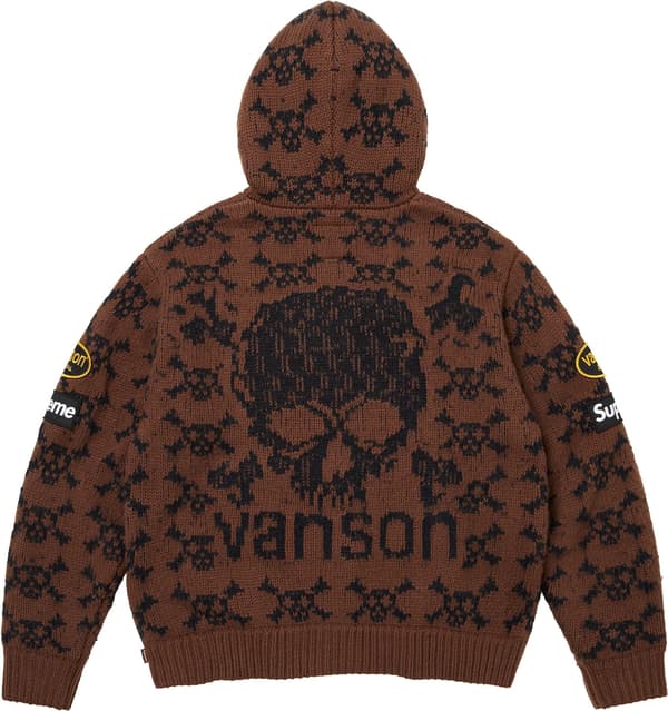 Supreme®/Vanson Leathers® Skull Zip Up Hooded Sweater - Brown (detail)