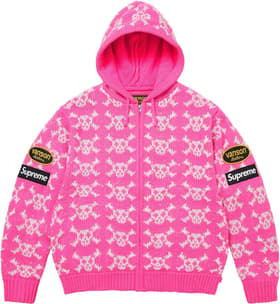 Supreme®/Vanson Leathers® Skull Zip Up Hooded Sweater Pink
