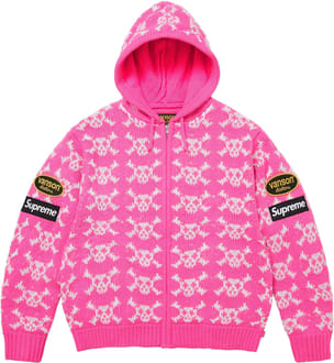 Supreme®/Vanson Leathers® Skull Zip Up Hooded Sweater Pink