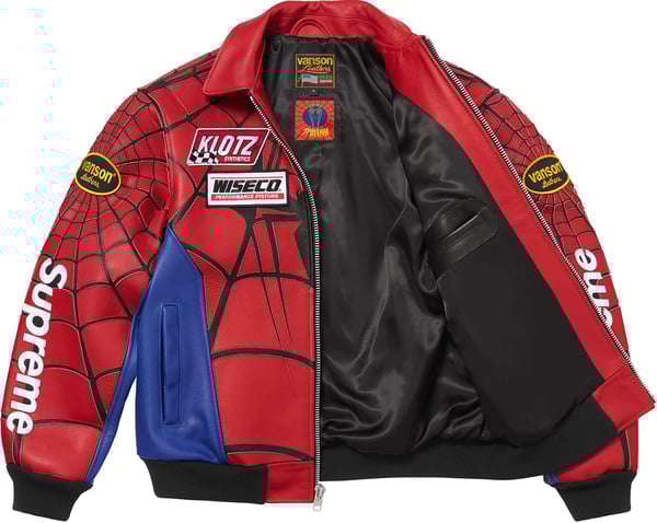 Supreme®/Vanson Leathers® Spider-Man Jacket - Red (detail)