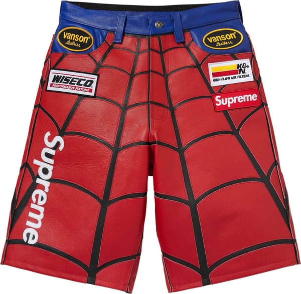 Supreme®/Vanson Leathers® Spider-Man Short - Red (front)