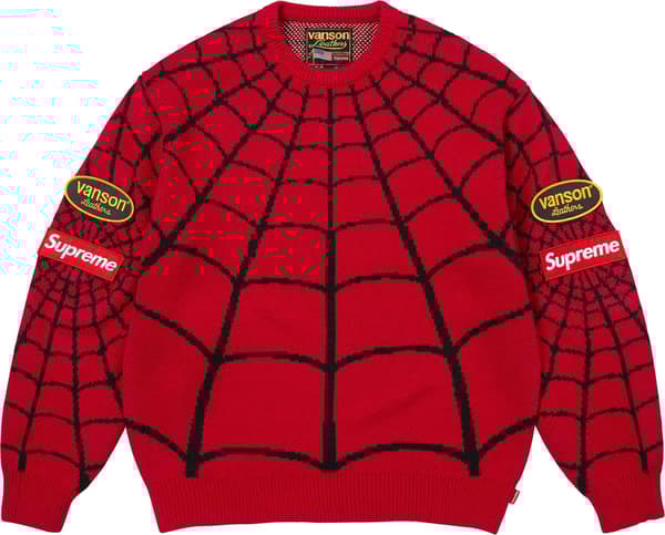 Supreme®/Vanson Leathers® Spider-Man Sweater - Red (front)