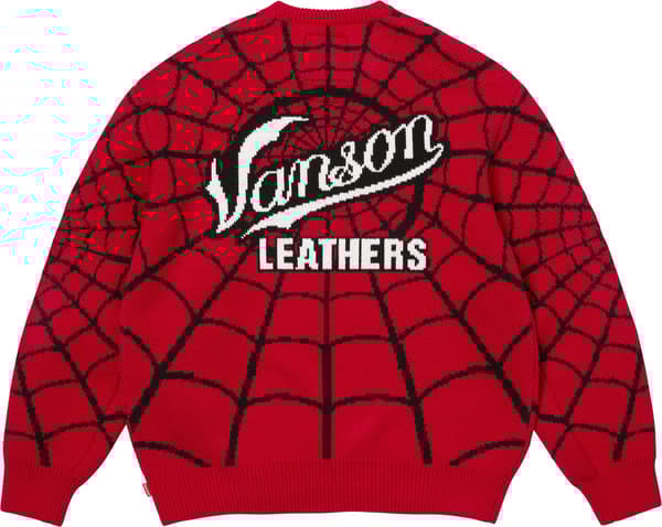 Supreme®/Vanson Leathers® Spider-Man Sweater - Red (detail)