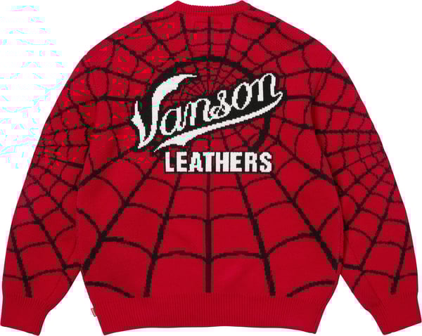 Supreme®/Vanson Leathers® Spider-Man Sweater - Red (detail)