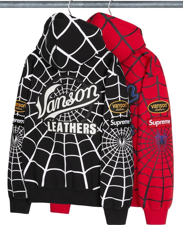 Supreme®/Vanson Leathers® Spider-Man Zip Up Hooded Sweatshirt - Group Shot