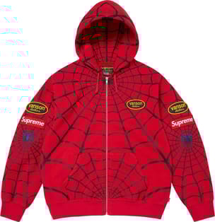 Supreme®/Vanson Leathers® Spider-Man Zip Up Hooded Sweatshirt Red