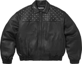 Swarovski® Studded Quilted Leather Jacket Black