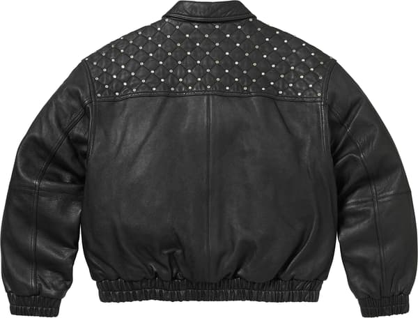Swarovski® Studded Quilted Leather Jacket - Black (detail)