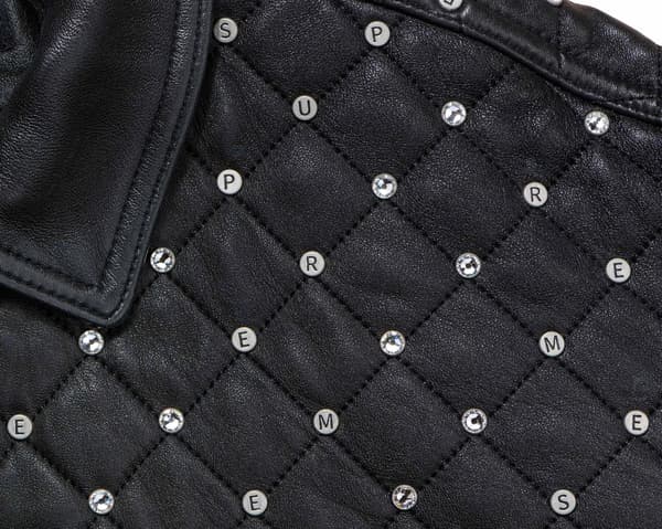 Swarovski® Studded Quilted Leather Jacket - Black (detail)