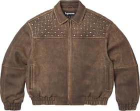 Swarovski® Studded Quilted Leather Jacket Brown