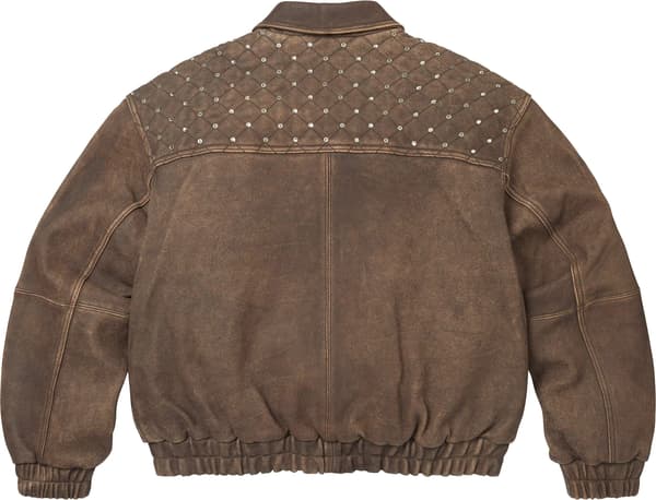 Swarovski® Studded Quilted Leather Jacket - Brown (detail)