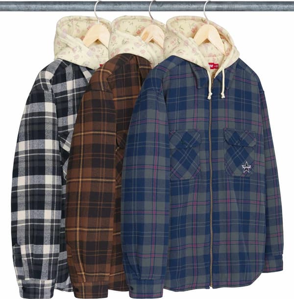 Thermal Lined Hooded Flannel Zip Up Shirt - Group Shot