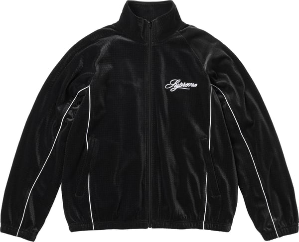 Velour Mesh Track Jacket - Black (front)