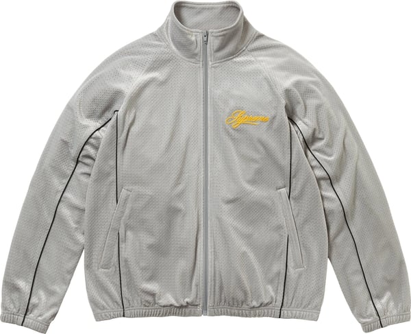 Velour Mesh Track Jacket - Silver (front)