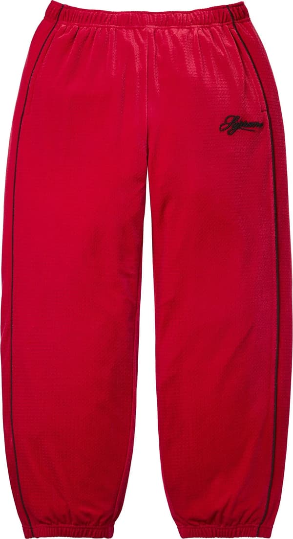 Velour Mesh Track Pant - Red (front)