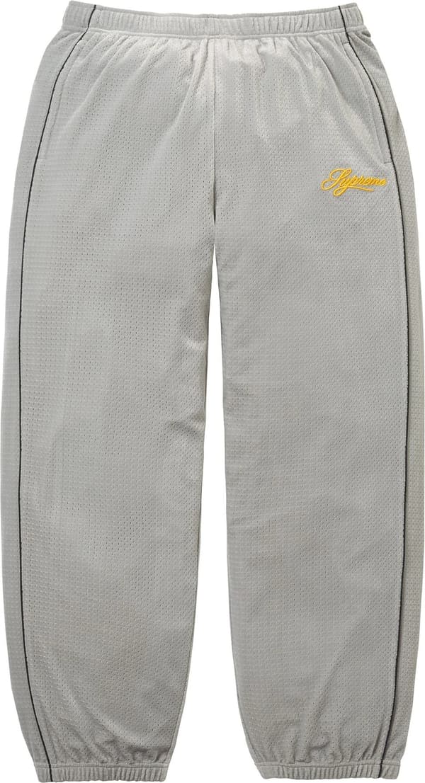 Velour Mesh Track Pant - Silver (front)