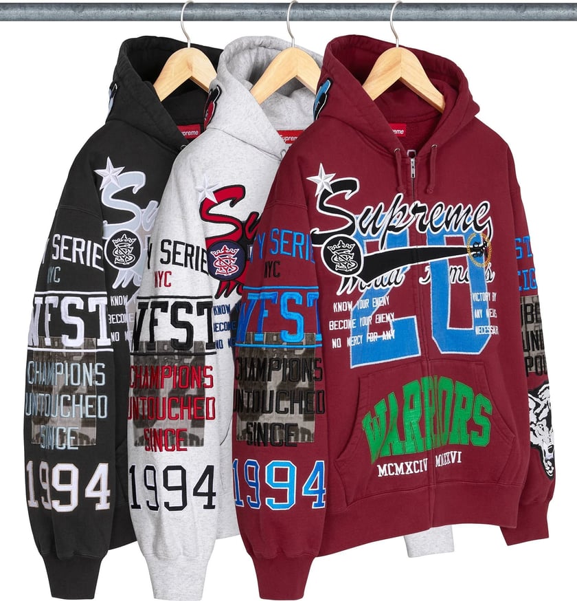 Warriors Appliqué Zip Up Hooded Sweatshirt