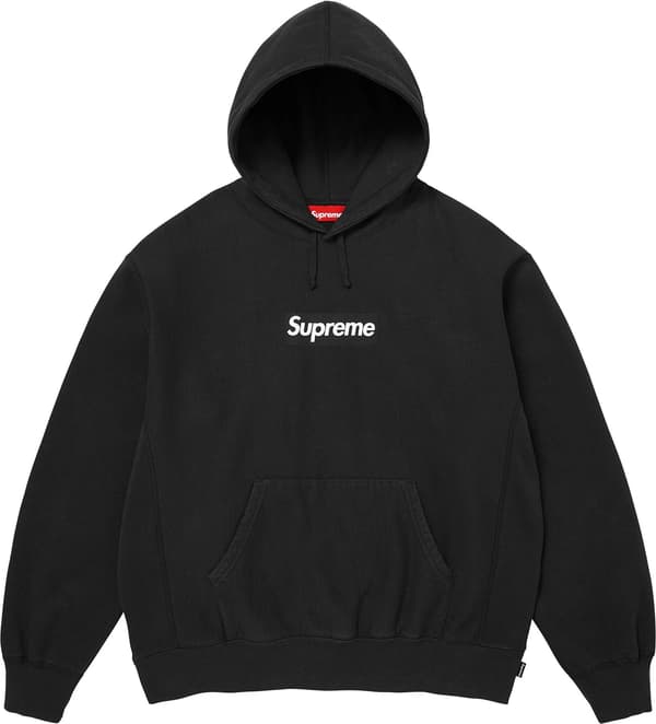 Washed Box Logo Hooded Sweatshirt - Black (front)