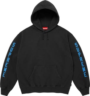 Washed Logo Hooded Sweatshirt Black