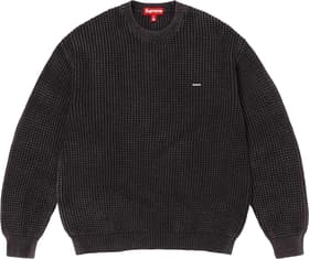 Washed Small Box Waffle Sweater Black