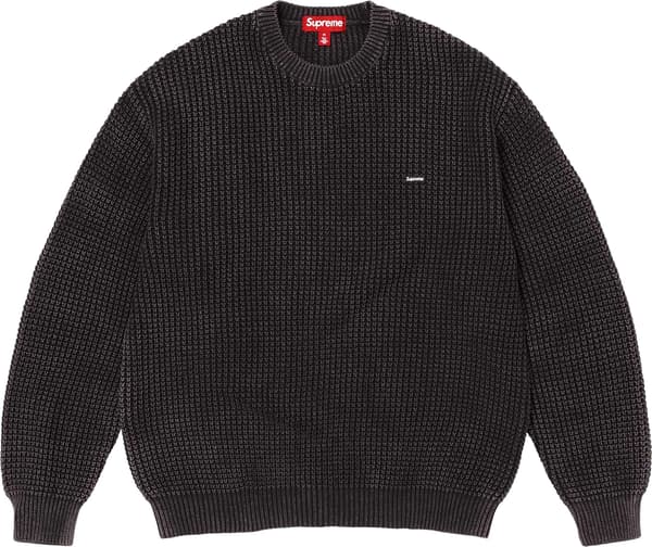 Washed Small Box Waffle Sweater - Black (front)