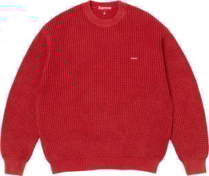 Washed Small Box Waffle Sweater Red