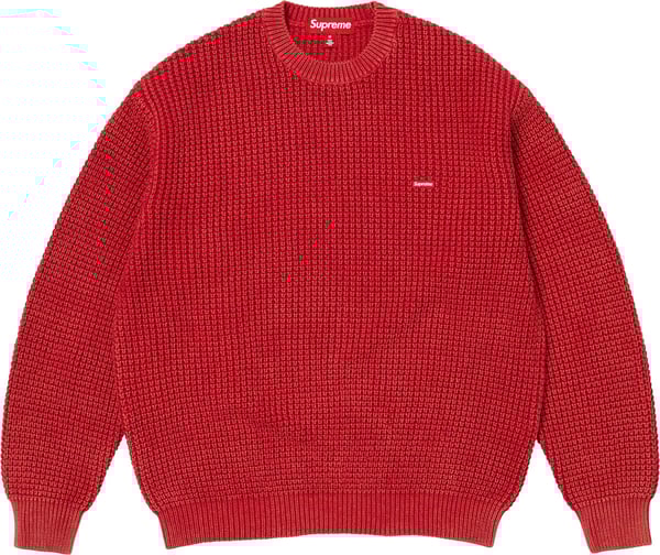 Washed Small Box Waffle Sweater - Red (front)