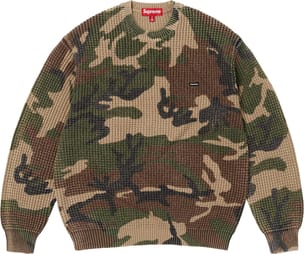 Washed Small Box Waffle Sweater Woodland Camo