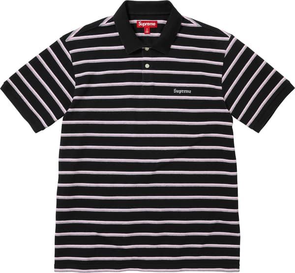 Washed Stripe Polo - Black (front)