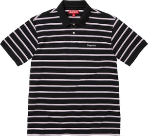 Washed Stripe Polo Black