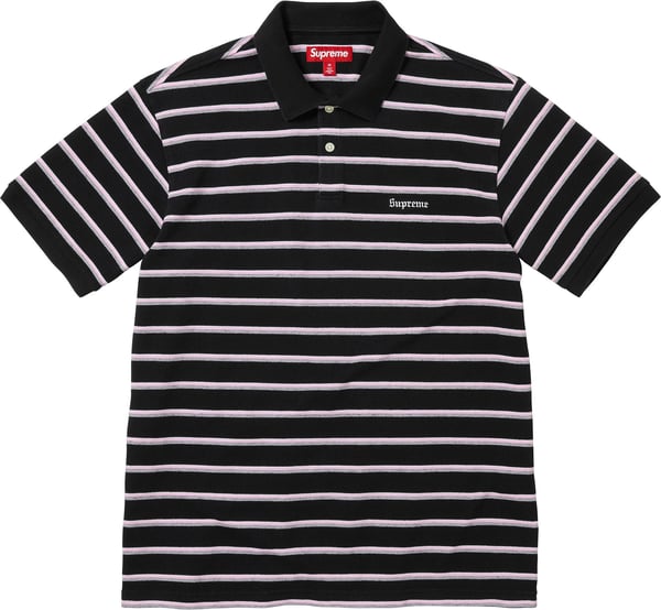 Washed Stripe Polo - Black (front)