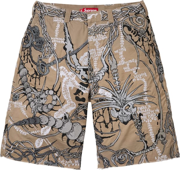 Wombat Embroidered Work Short - Tan (front)