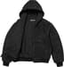 Woven Suede Hooded Work Jacket - Black (detail)