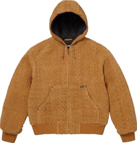 Woven Suede Hooded Work Jacket Mustard