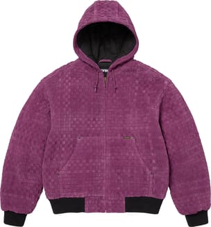 Woven Suede Hooded Work Jacket Purple